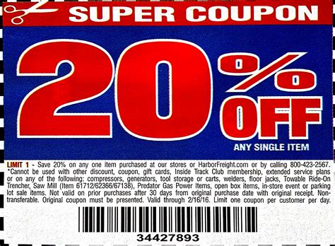Step 1 Find your Harbor Freight Tools discount codes on this page and click the button to view the code. . 20 off harbor freight coupons